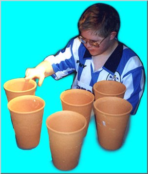 Boy counting pots
